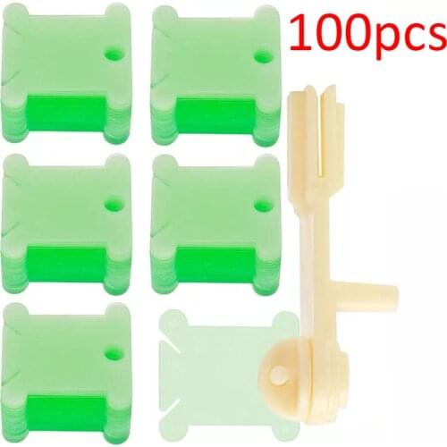 Imzay 100Pcs Plastic Floss Bobbins with Bobbin Winder, Floss Bobbins Set for Craft DIY Embroidery Floss Cross Stitch Threads