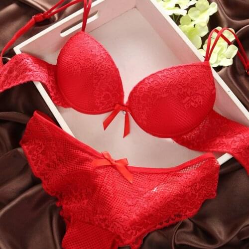 Women Lace Sexy Push Up Bra and Panty Set Cotton Embroidery Underwear Lingerie Sets