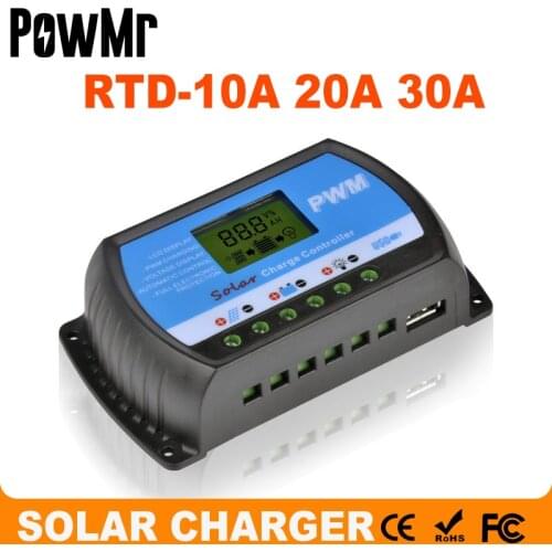 30A 20A 10A Solar Charge Controllers LCD PWM with DC 5V USB 12V 24V Auto Switch Solar Panel Voltage Regulator RTD Series Y-SOLAR