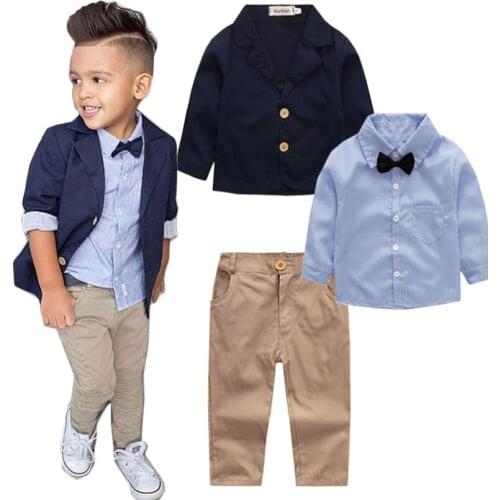 ZWF439 Boys Autumn New Gentleman Suit 2020 Boys Fashion Set Kids' Clothes 3 Piece Coat Shirt Pants Party wedding formal wear