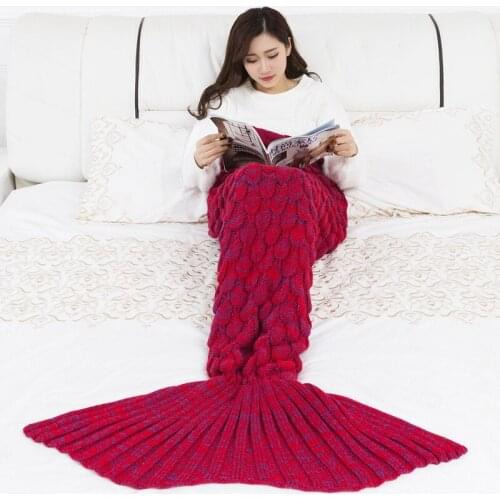 IdYllife Soft Knitted Mermaid Tail Blanket Crochet Handmade Sleeping Bag for Kids Adult Best Birthday Christmas Gift
