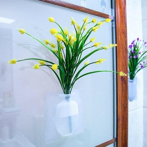 Wall Hang Silicone Sticky Vase Rubber Silicone Sticky Flower Container Floret Bottle for Home Offices Wall Decorations