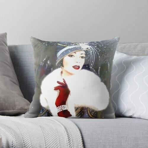 Art Deco Lady with hat Throw Pillow Cushion Cover Polyester throw pillows case on sofa home living room car seat decor 45x45cm