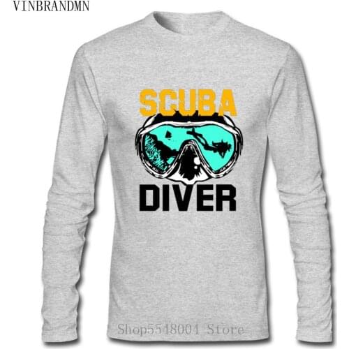 New Fashion Diver Long Sleeves Man T Shirt Deep Sea Diving T-Shirt Dive Gift Tees SCUBA Diving Snorkel Ocean Oxygen Atoll Tshirt