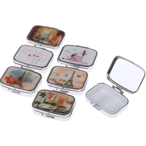 Portable Two Grid Compartment Travel Pill Box Organizer Health Care Tool Literary Fresh Tablet Medicine Storage Dispenser Holder