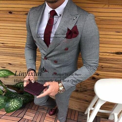 Latest Coat Pant Designs Double Breasted Men Suit Slim Fit Fashion Wedding Suits for Men Prom Groom Tuxedo Jacket with Pants Set