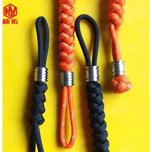 EDC Outdoor Equipment Handmade Umbrella Rope Titanium Alloy Paracord Beads Key Pendant Knife Rope EDC Umbrella Rope Pendant