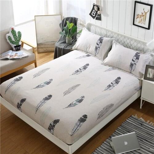Elastic sheet polyester bed sheets printed mattress cover geometric plain bed linens 160x200