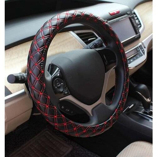 Rete 38cm Universal Car Steering Wheel Cover antislip fashion check design microfiber pu leather