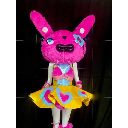 Pink rabbit doll costume Sexy women party gogo show cloth Bar business performance wear stage show costume