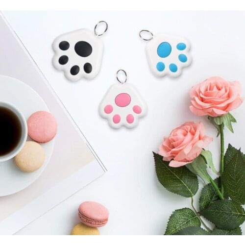 Silicone Cute Paw-shaped Anti-lost Device Keychain Mini Smart GPS Tracker Key Finder Locator Alarm Tracker For Kids Pets Car