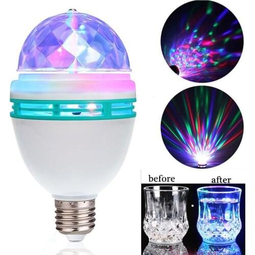 LED Crystal Color Magic Ball Lights Rotating RGB LED Stage Light Bulb E27 Lamp for Ktv Bar Disco Party DJ Christmas Effect Decro