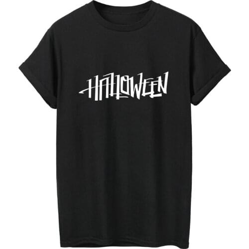 ONSEME Women Harajuku Tops Halloween Letter Print T Shirt Female Hipster Streetwear T Shirts Basic Cotton Tees camiseta mujer