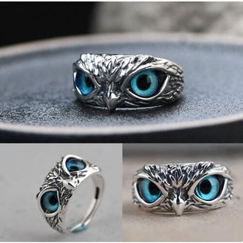 Vintage Simple Design Owl Ring Adjustable Silver Men Women Rings Jewelry Engagement Wedding Gifts Animal Couples Lovers Gift