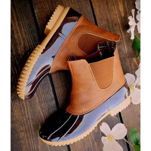 Waterproof Short Boots for Women Fahsion Leopard Splice Rain Shoes with Anti-Slip Sole d88