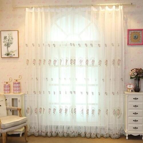 Fresh Flower Window Curtain Bedroom Drape Gauze Tulle Blind Home Balcony Decor
