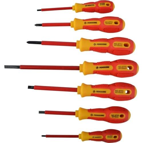 1pcs 1000V Insulated Screwdriver Set Withstand Voltage Precision Magnetic Slotted For Electrician Screwdrivers Hand Tools Set