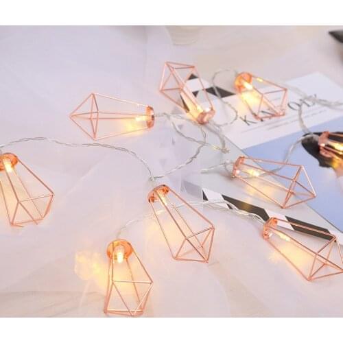 10/20 LEDS Retro Iron Metal Diamond Fairy String Lights Battery Xmas Holiday Wedding Party Home Decoration Lantern String Lamps