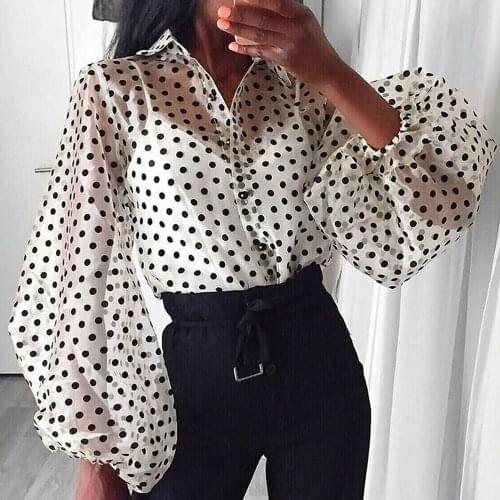 2020 Blouse Shirt Women Mesh Sheer Top Lantern Sleeve Perspective Blusas Shirts See-through Long Sleeve Blouses Tops