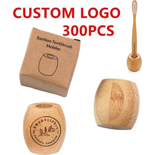 300pcs Custom Logo Eco Bamboo Toothbrush Holder Wooden Toothbrush Bathroom Stands Natural Vegan Toothbrush Accessories Tools