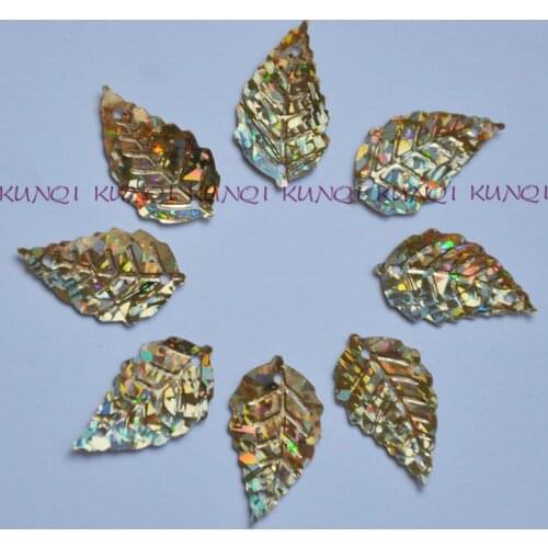 500pcs 13*22mm Laser Golden Leaves Loose Sequins Paillettes Sewing,Wedding crafts, Women Kids DIY Garment Accessory
