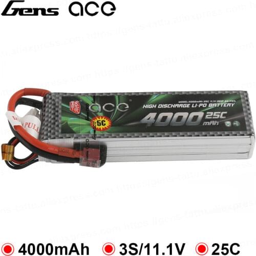 Gens ace Lipo 2S 3S Battery 7.4V 11.1V 4000mAh Pack 25C XT60 T Connector for Graupner RC Helicopter Car FPV Drone Boat