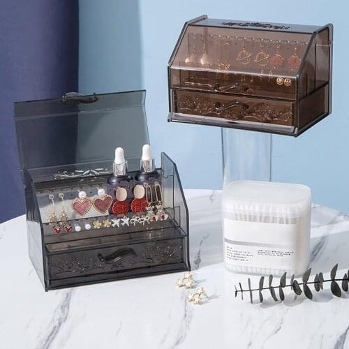 Acrylic Makeup Jewelry Organizer Dresser Table Box for Bathroom Earrings