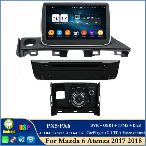 PX6 Cotex A72+A53 DSP 9" Android 10 Car DVD GPS Head Unit for Mazda 6 Atenza 2017 RDS Radio Bluetooth 5.0 WIFI Easy Connect