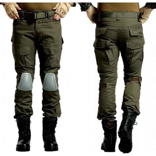 CQC Tactical Pants Cargo Men Military Army Hunting Airsoft Paintball Camouflage Gen2 BDU Combat Pants With Knee Pads OD
