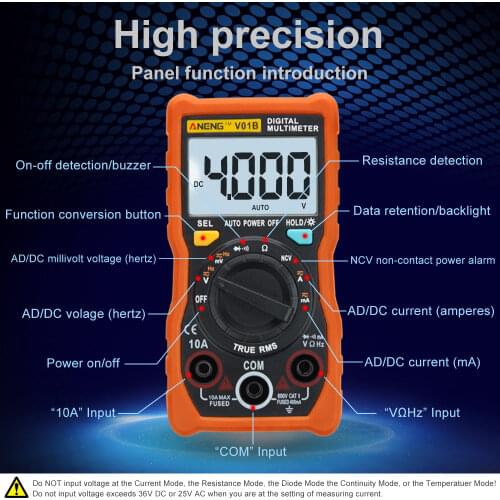ANENG V01B 4000 Counts Digital multimeter comprobador automotive electrical dmm transistor tester capacitance meter test point