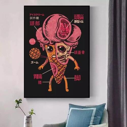 HD Prints Canvas Kaiju Ice Cream Cute Monster Wall Art Painting Modular Pictures Home Decoration Poster Living Room Framework