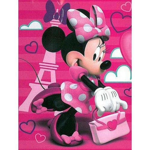 Disney Round Diamond Painting Pink Minnie Mouse 5D DIY Diamond Embroidery Cross Stitch Kits Mosaic Home Decor