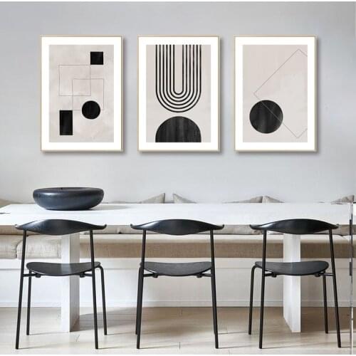 Scandinavian Style Living Room Home Decor Modern Abstract Geometric Wall Art Canvas Painting Black And White Poster Print Pictur