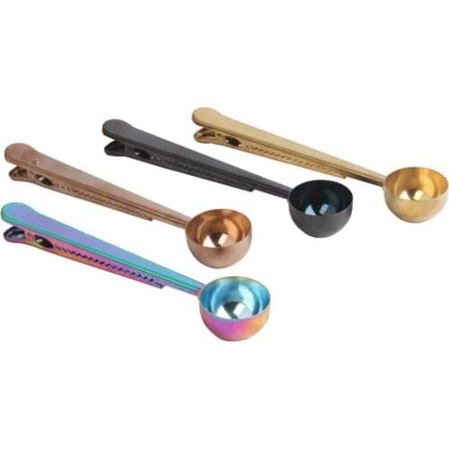 Dual Use Long Handle Coffee Spoon Sealing Bag Clip for Home Kitchen Restaurant Coffee Spoon Sealing Bag Clip Spoon Sealing Bag C