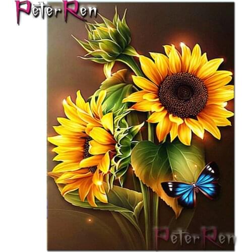 Peter ren Full Drill Diamond Painting Sunflower Crafts Diamond Embroidery Flower Rhinestone Picture Full Display Home Decor gift