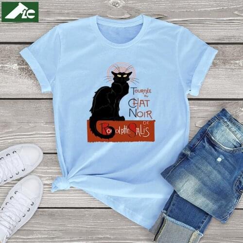 Le Chat Noir T Shirt women clothes The First Modern Cabaret graphic tees 100 cotton vintage womes Shirt unisex clothes mens tops