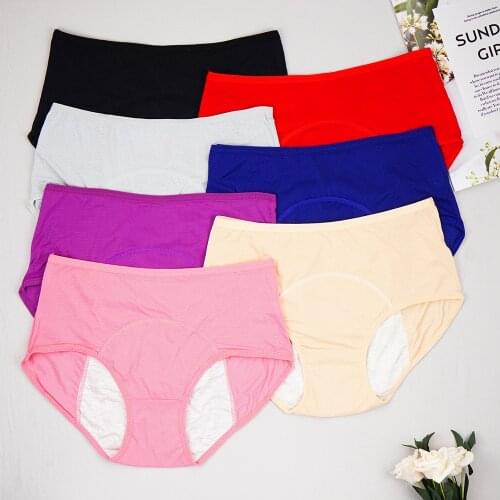 Cotton Womens Underwear High Waist Menstrual Briefs Breathable Plus Size Underpants Soft Lingerie Hot Sale Skin-Friendly Panty