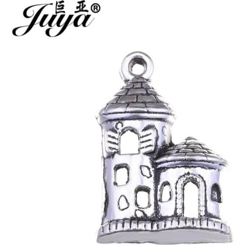 JUYA 15pcs/lot 19x13mm Metal Charms Fairytale Princess Castle Pendant Necklace Bracelet DIY Jewelry Making Supplies AO0640