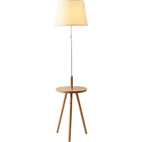 Nordic creative floor lamp bedroom solid wood room bedside lamp solid wood modern minimalist study lamp standing wood floor lamp