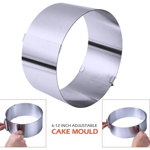 6"-12" Stainless Steel Round Cake Mold Adjustable Mousse Ring Mold With Scale Retractable Adjustable Baking Tool Accessories