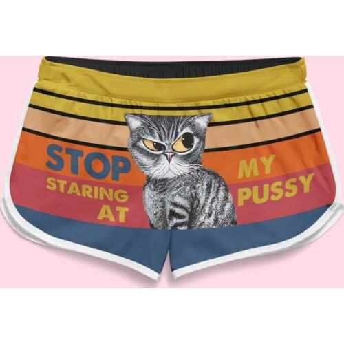 PLstar Cosmos Summer Casual Shorts Stop Staring At My Pussy 3D Printed Trousers Girl For Women Shorts Beach Shorts