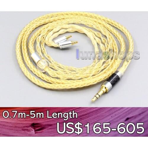 LN006498 3.5mm 2.5mm 4.4mm XLR 8 Cores 99.99% Pure Silver + Gold Plated Earphone Cable For Sennheiser IE40 Pro