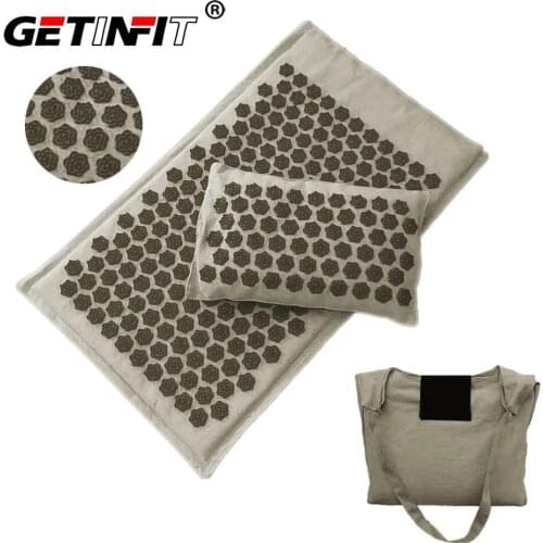 Getinfit Nature Linen Coconut Palm Massage Cushion Yoga Mat Acupressure Mat Yoga Massage Pad Lotus Spike Acupressure Mat