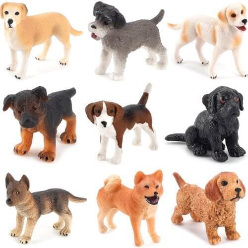 Simulation Mini Hound Pug Dog Miniature Figurine Animal Model Figure Educational Toys for Children Home Fairy Garden Decoration