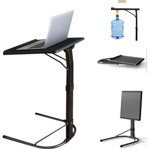 Mobile Computer Table Ergonomic Black Adjustable Desk for Home Folding Stand for Laptop Bedroom Liftable Foldable Furniture