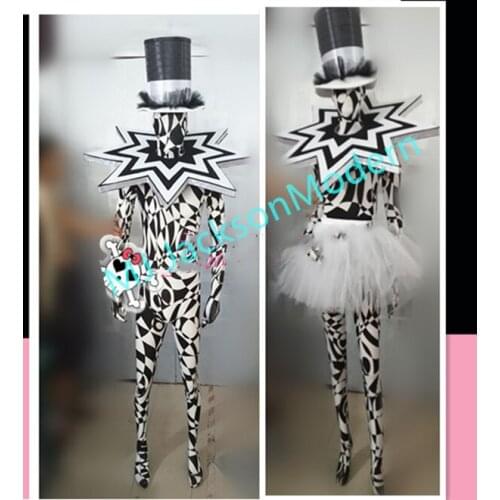 Men women dance team clothes Zebra GOGO costume stage show party Bar DS geometric pattern costumes
