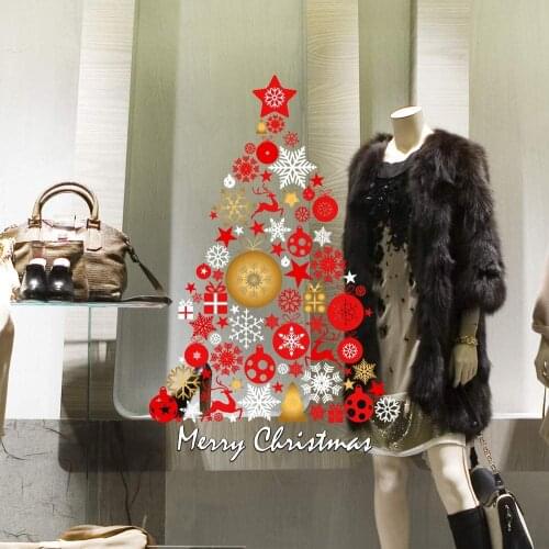 CRNT0131 window sticker Christmas 100% decoration for window shopping stores, without glue, repositionable and reusable at will