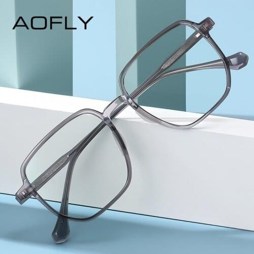 AOFLY Computer Glasses Mens 2021 Square Anti Blue Light Optics Eyewear Frame Womens Fashion Transparent Eyeglasses Male UV400