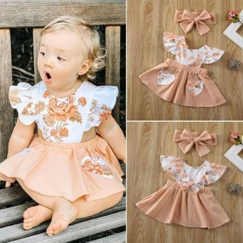 Newborn Infant Baby Girl Clothes Flower Ruffle Romper Jumpsuit Outfit Summer Short Sleeve Baby Girl Clothing