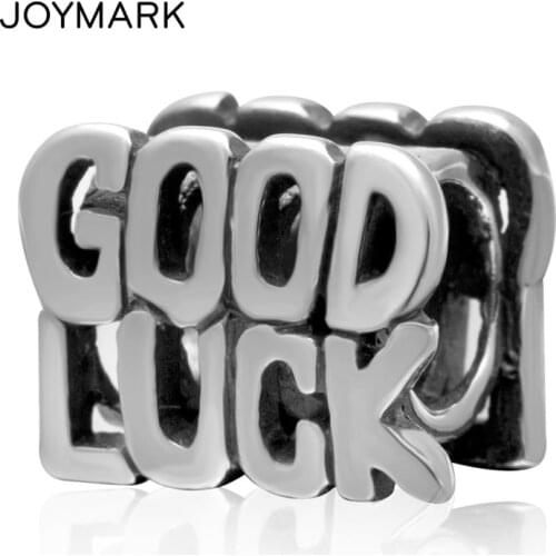Good Luck Engraved Character Authentic 925 Sterling Silver Beads For European Charm Bracelets Necklaces SAPB3136